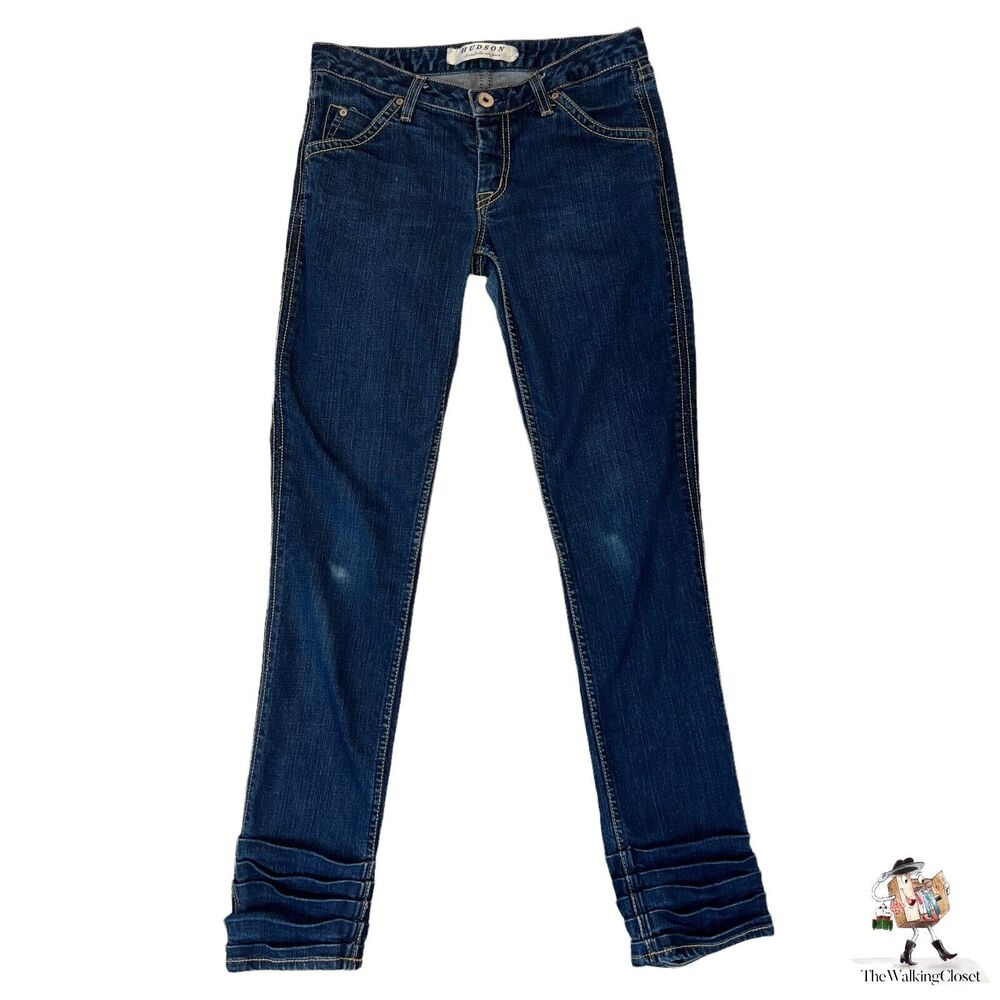 Hudson Pleated Ankle Skinny Jeans Womens 29 Tailored Denim Low Rise Stretch